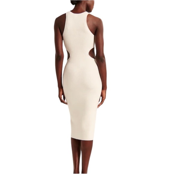 ABERCROMBIE & FITCH Elevated Ribbed Side Cut-Out Bodycon Dress - Picture 3 of 11